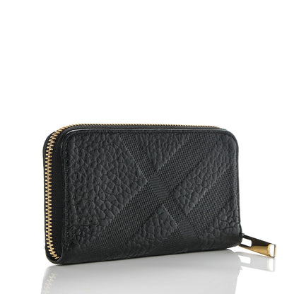 Burberry Grainy Calfskin Check Embossed Elmore Zip Around Wallet Black 3 of 7