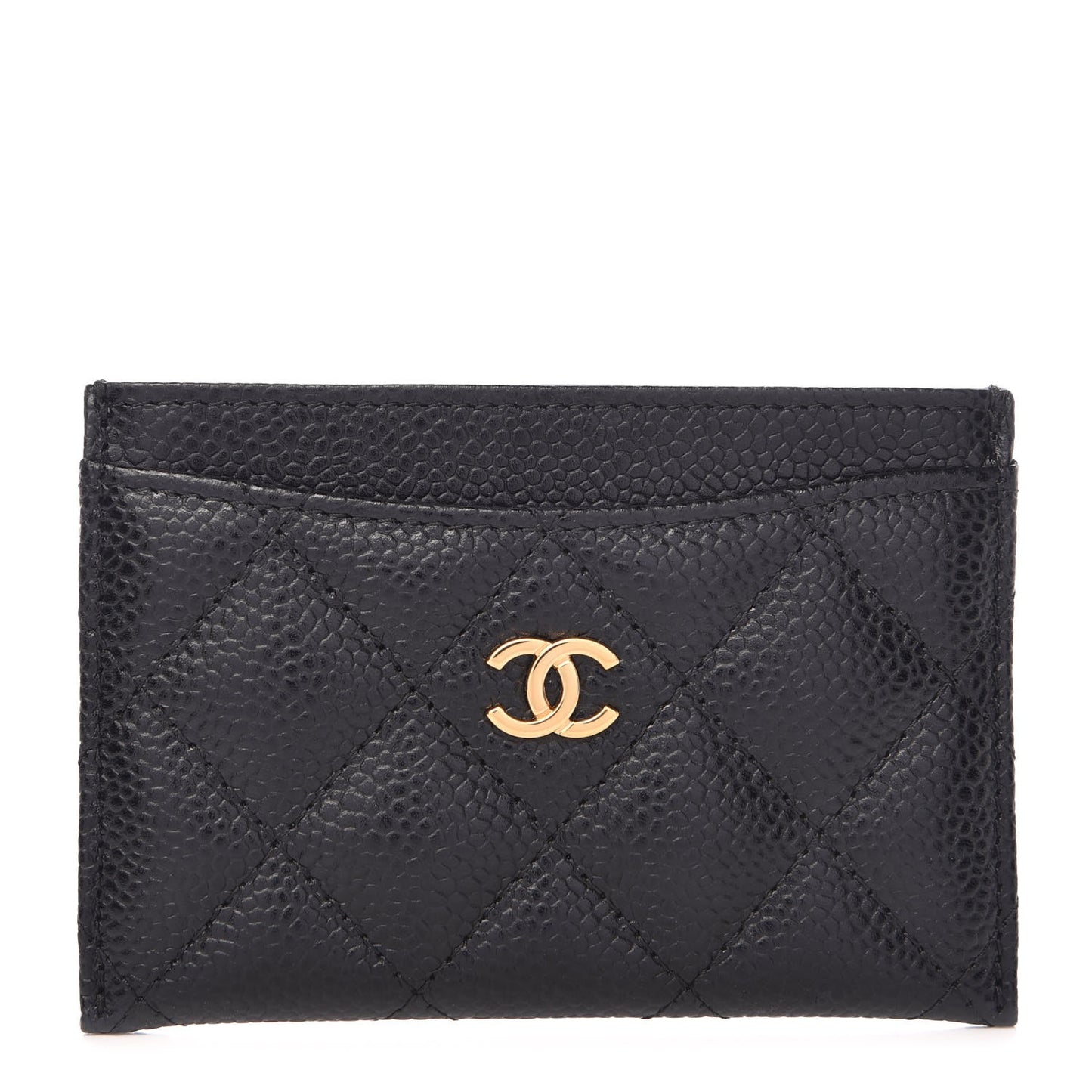 Caviar Quilted Card Holder Black
