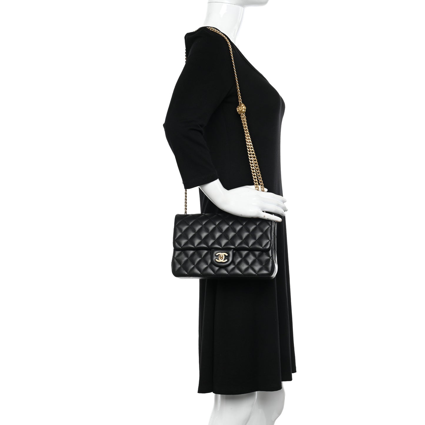 Lambskin Quilted Small Sweet Camellia Flap Black