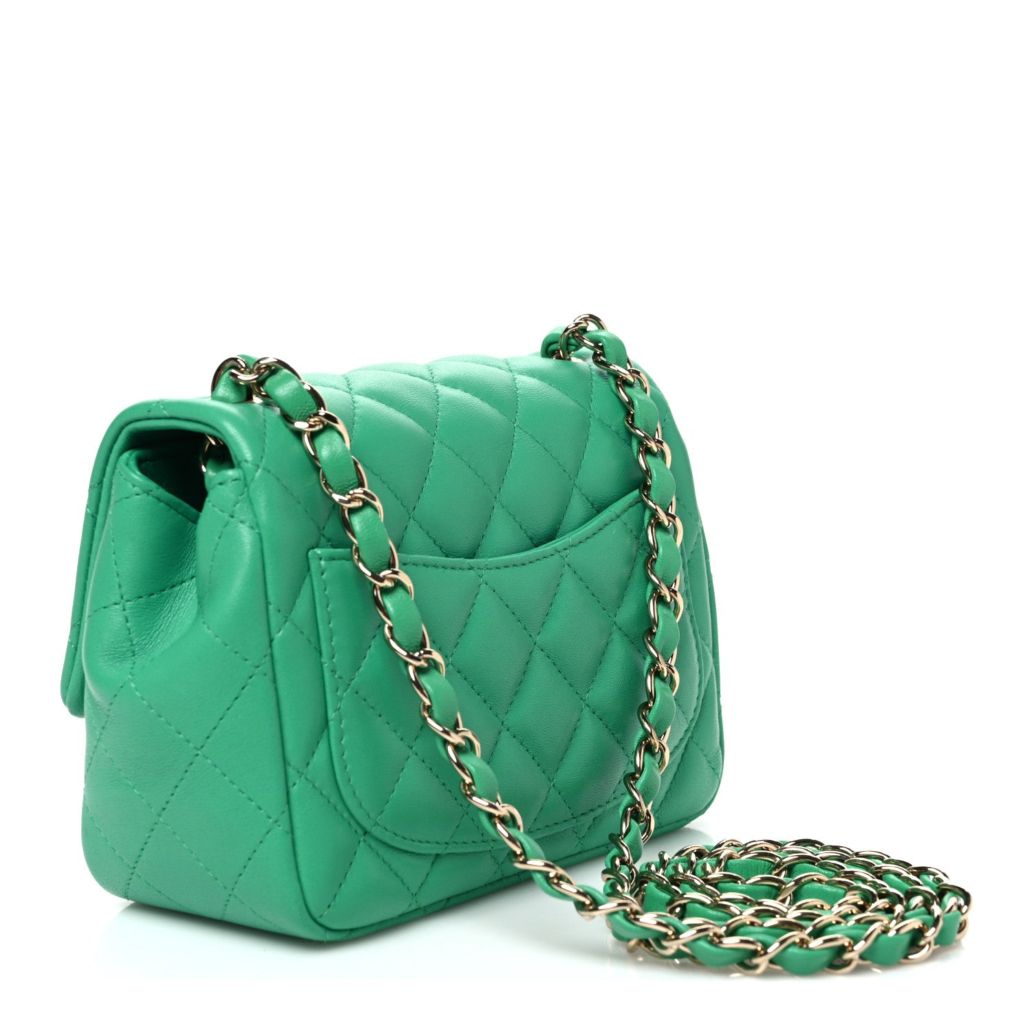 Chanel Lambskin Quilted Mini Square Flap Green 3 of 10