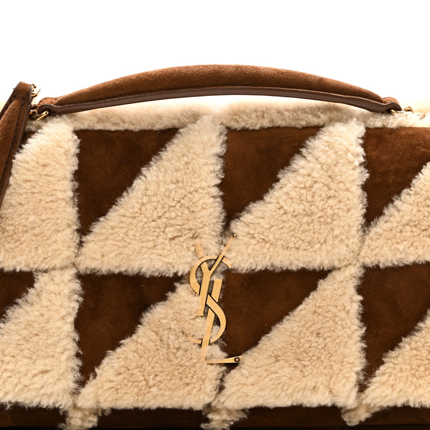 Suede Shearling Patchwork Monogram Medium Jamie Brown Beige