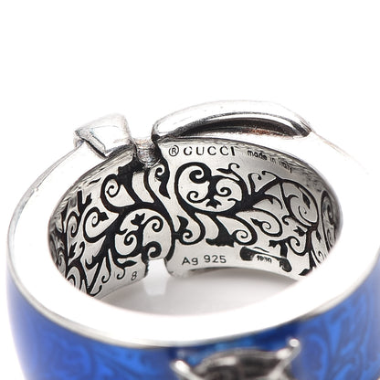 Gucci Sterling Silver Enamel Buckle Ring Blue 48 4.5 4 of 4