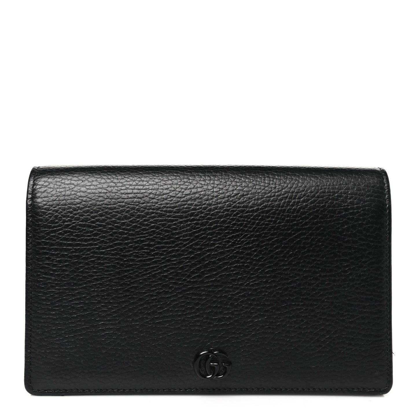 Dollar Calfskin Enamel Monochrome Mini GG Marmont Chain Wallet Black