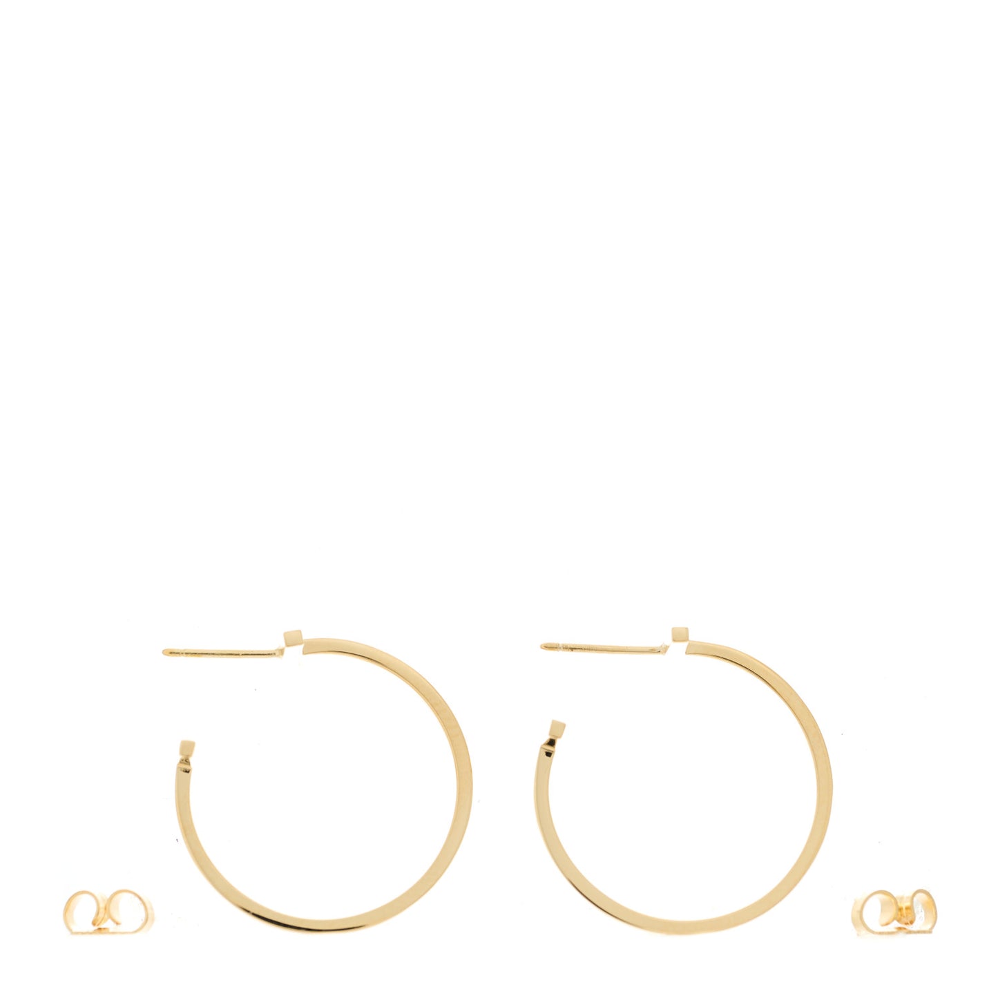 18K Yellow Gold Medium T Wire Hoop Earrings