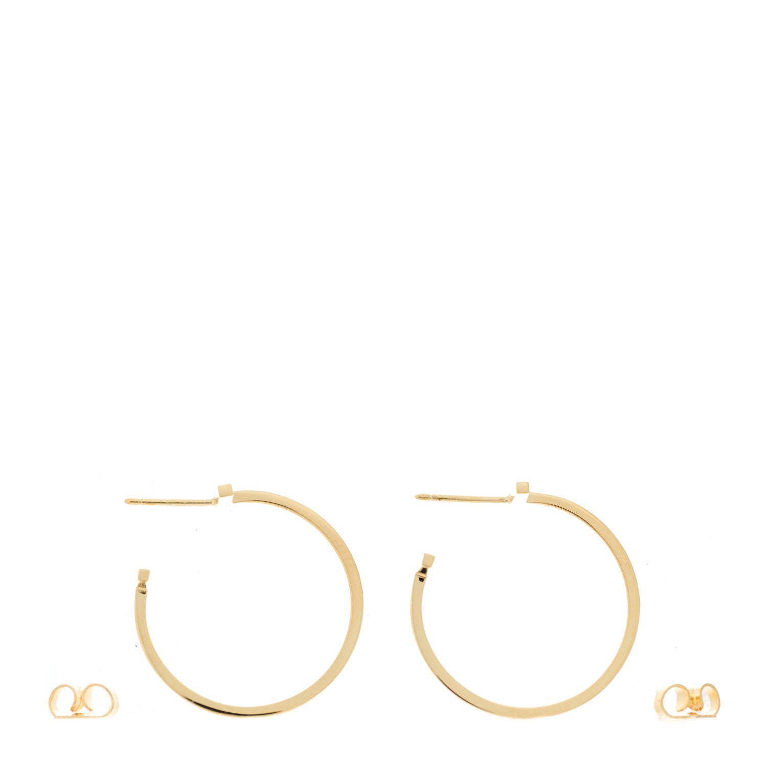 Tiffany 18K Yellow Gold Medium T Wire Hoop Earrings 3 of 5