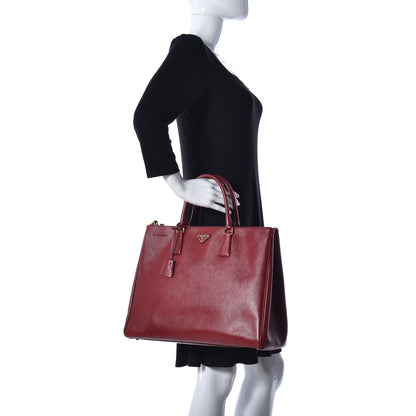 Prada Saffiano Large Galleria Double Zip Tote Fuoco 2 of 13