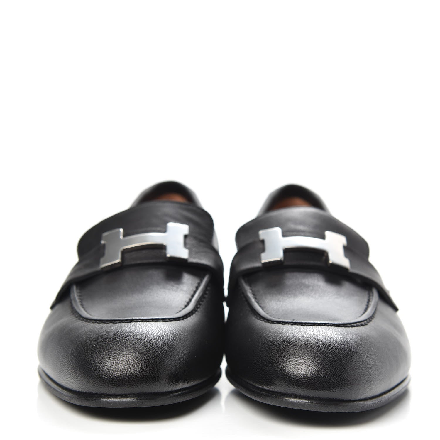 Hermes Goatskin Womens Paris Loafers Black 36.5 Black 2 of 9