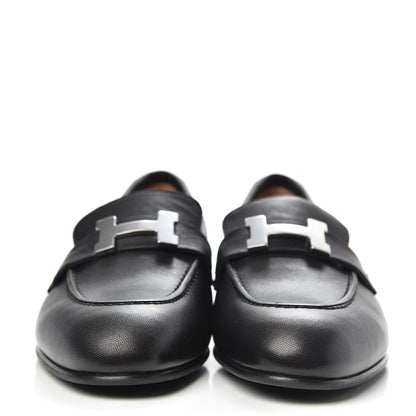 Hermes Goatskin Womens Paris Loafers Black 36.5 Black 2 of 9