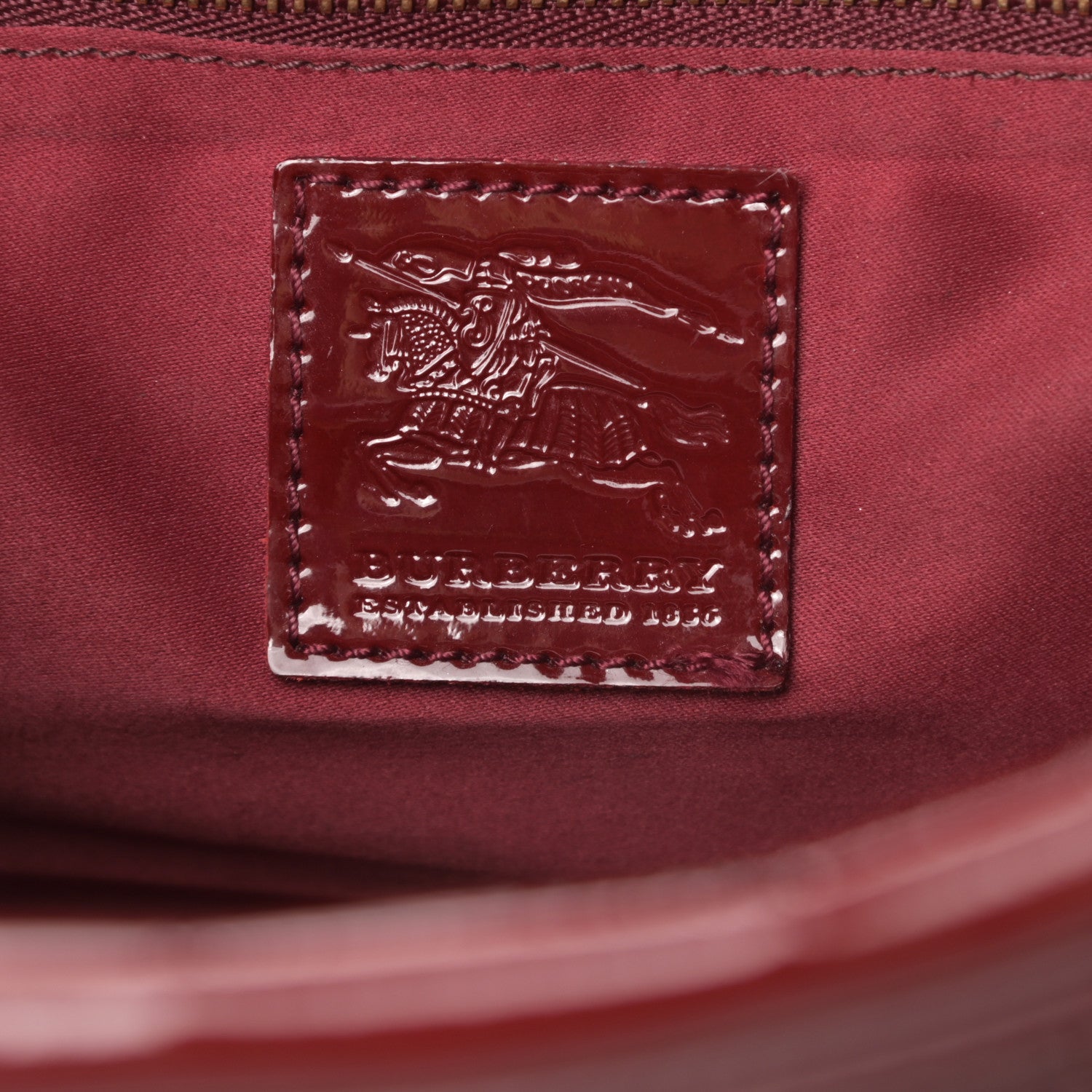 Burberry Patent Quilted Mini Manor Tote Dark Red 6 of 21