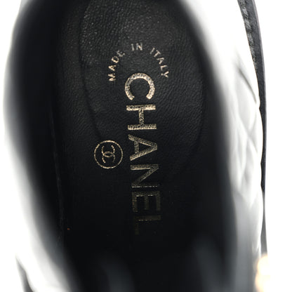 Chanel Shiny Lambskin Quilted Lace Up Combat Boots 38 Black 7 of 9