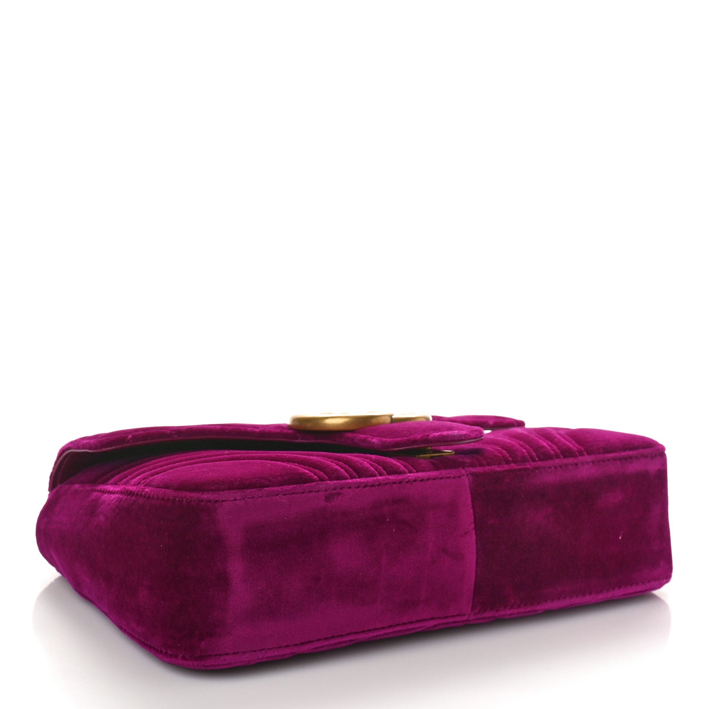 Velvet Matelasse Medium GG Marmont Shoulder Bag Fuchsia Violet Cyclamen