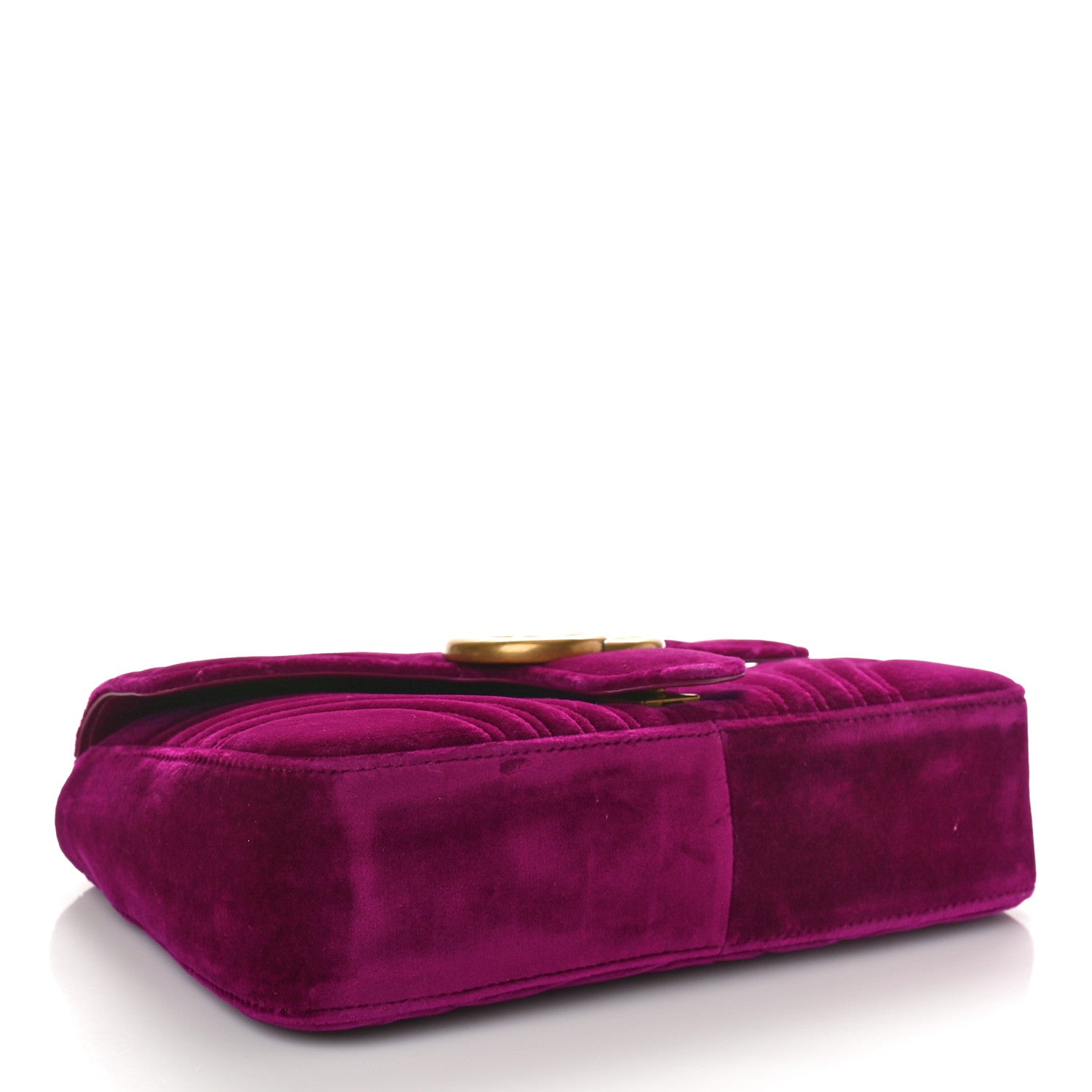 Gucci Velvet Matelasse Medium GG Marmont Shoulder Bag Fuchsia Violet Cyclamen 4 of 9