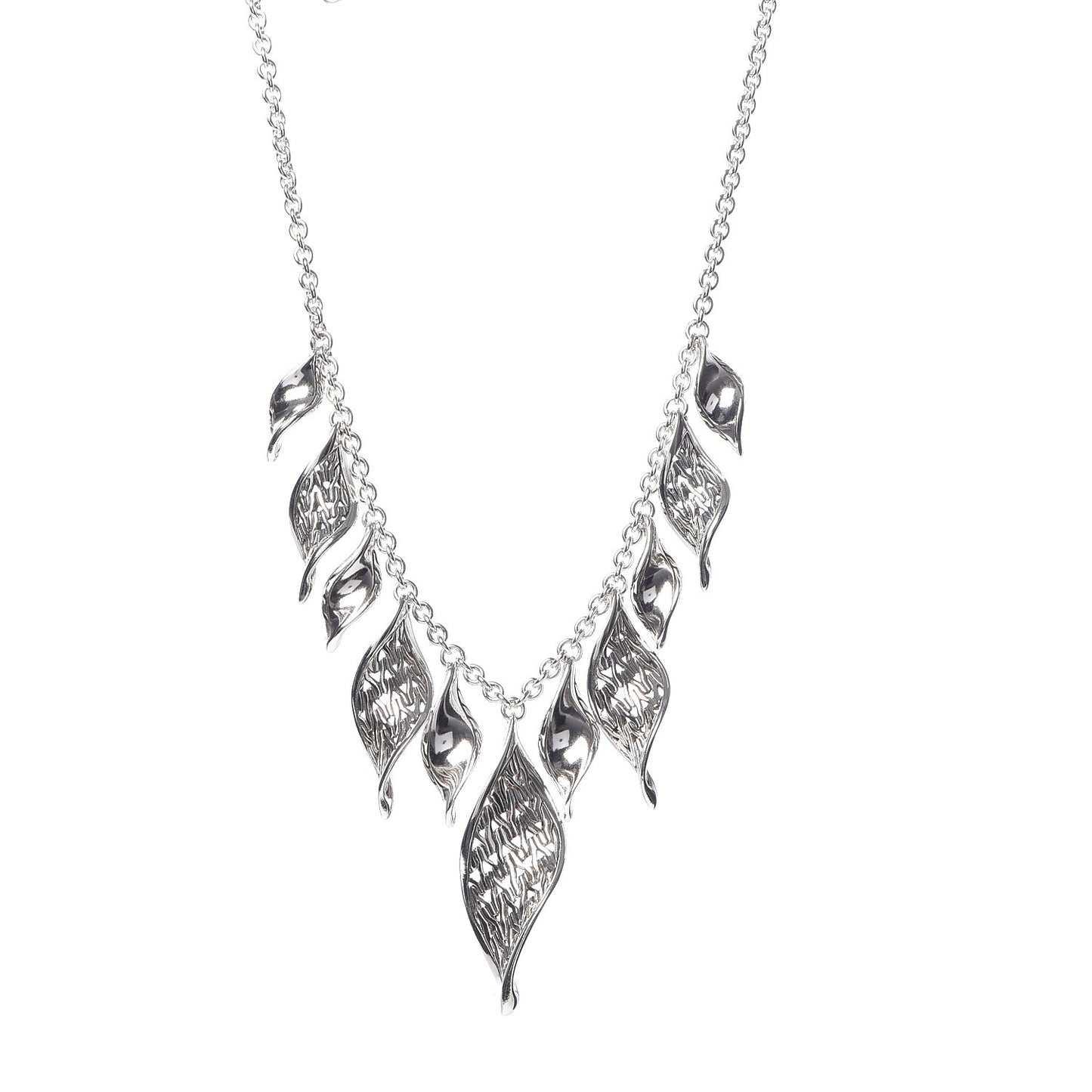 Sterling Silver Classic Chain Wave Necklace