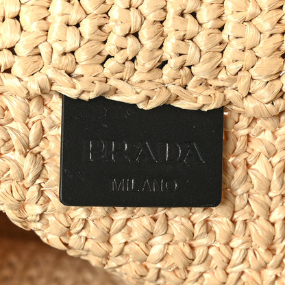 Prada Yarn Raffia Effect Crochet Embroidered Logo Tote Naturale 6 of 8