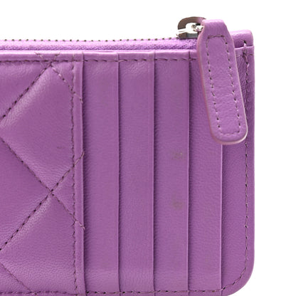 Chanel Lambskin Quilted Flap Zip Card Holder Purple 8 of 11