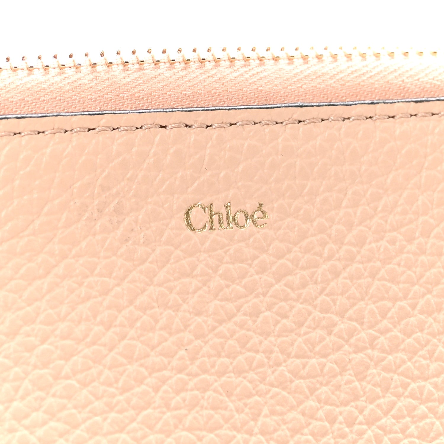 Chloe Grained Calfskin Alphabet Zip Card Holder Cement Pink