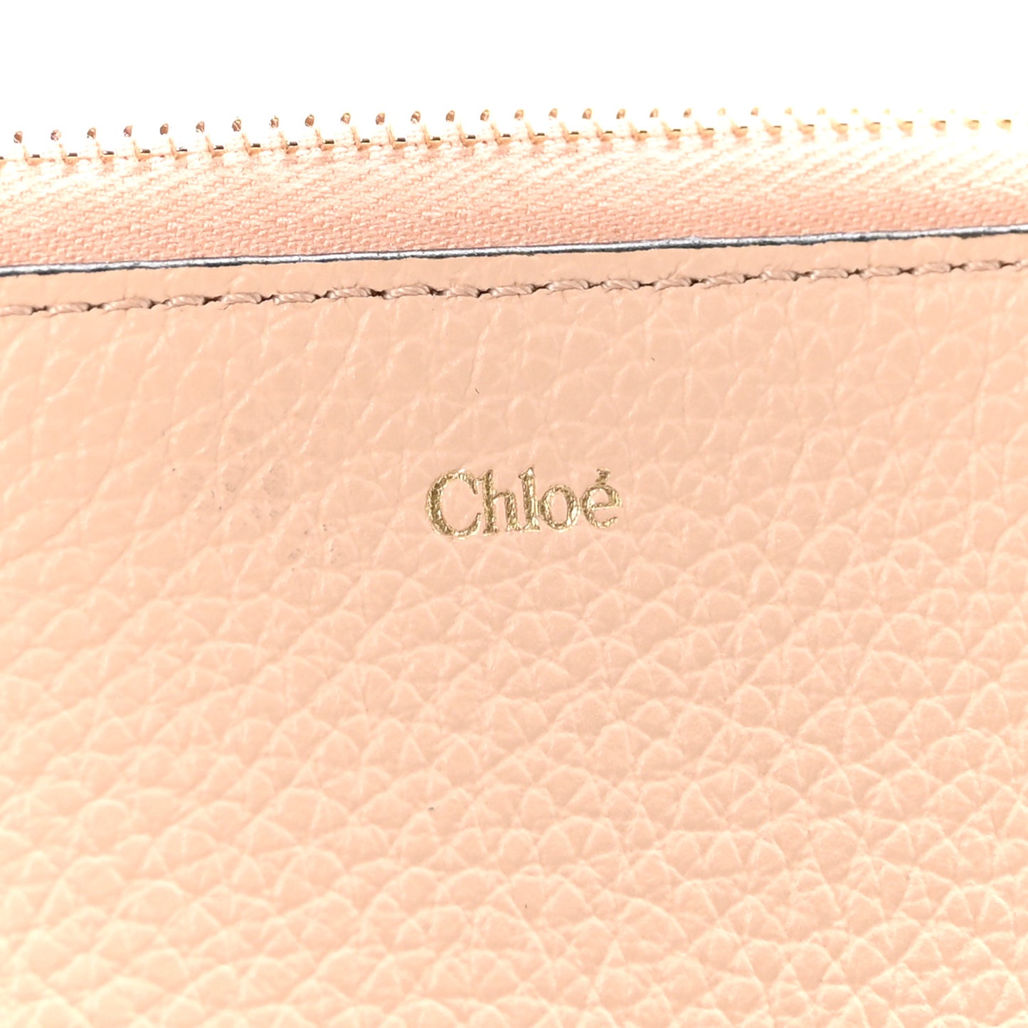 Grained Calfskin Alphabet Zip Card Holder Cement Pink