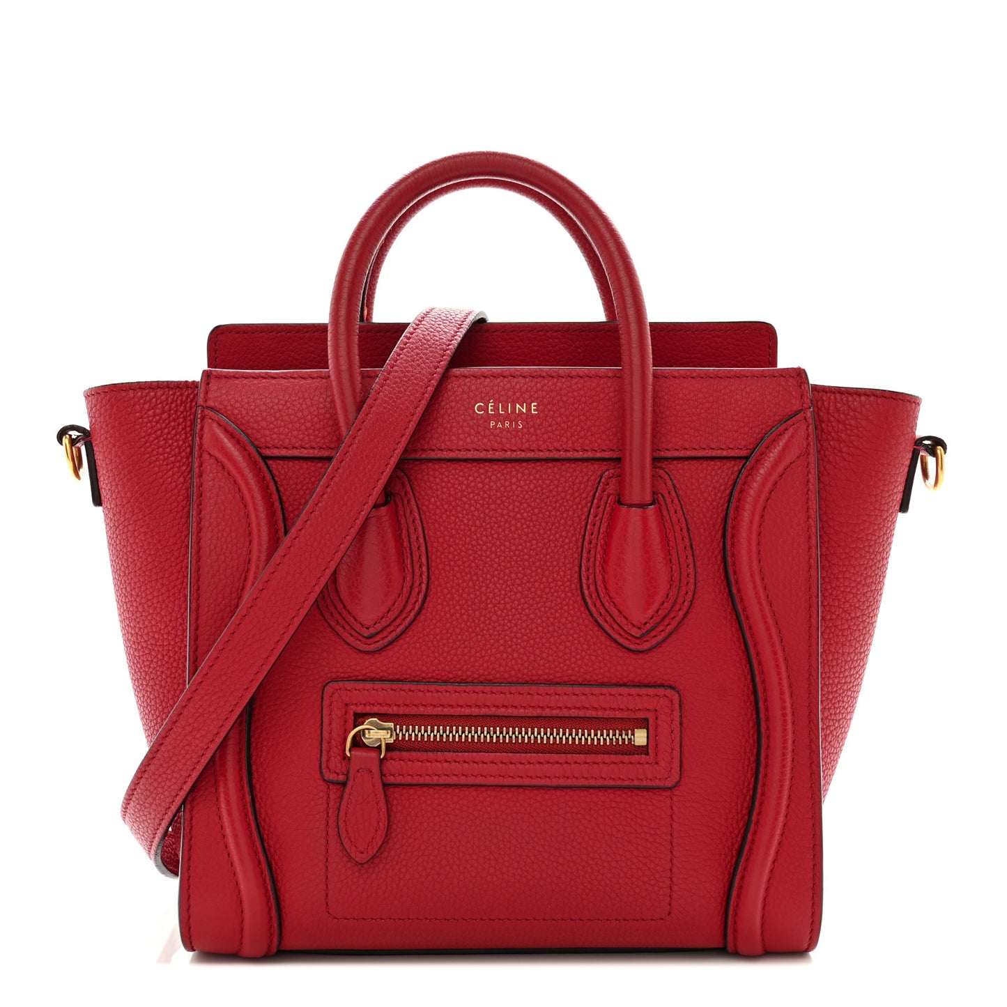 Drummed Calfskin Nano Luggage Red