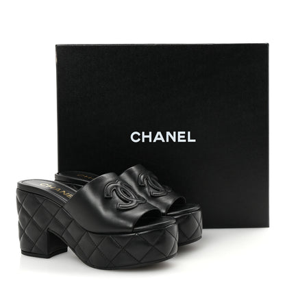 Chanel Lambskin Quilted CC Platform Mules 36 Black 10 of 10