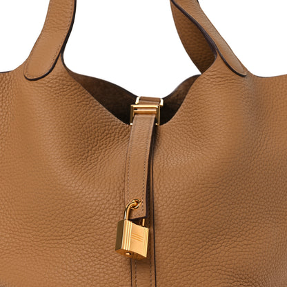 Hermes Taurillon Clemence Picotin Lock 22 MM Biscuit 14 of 19