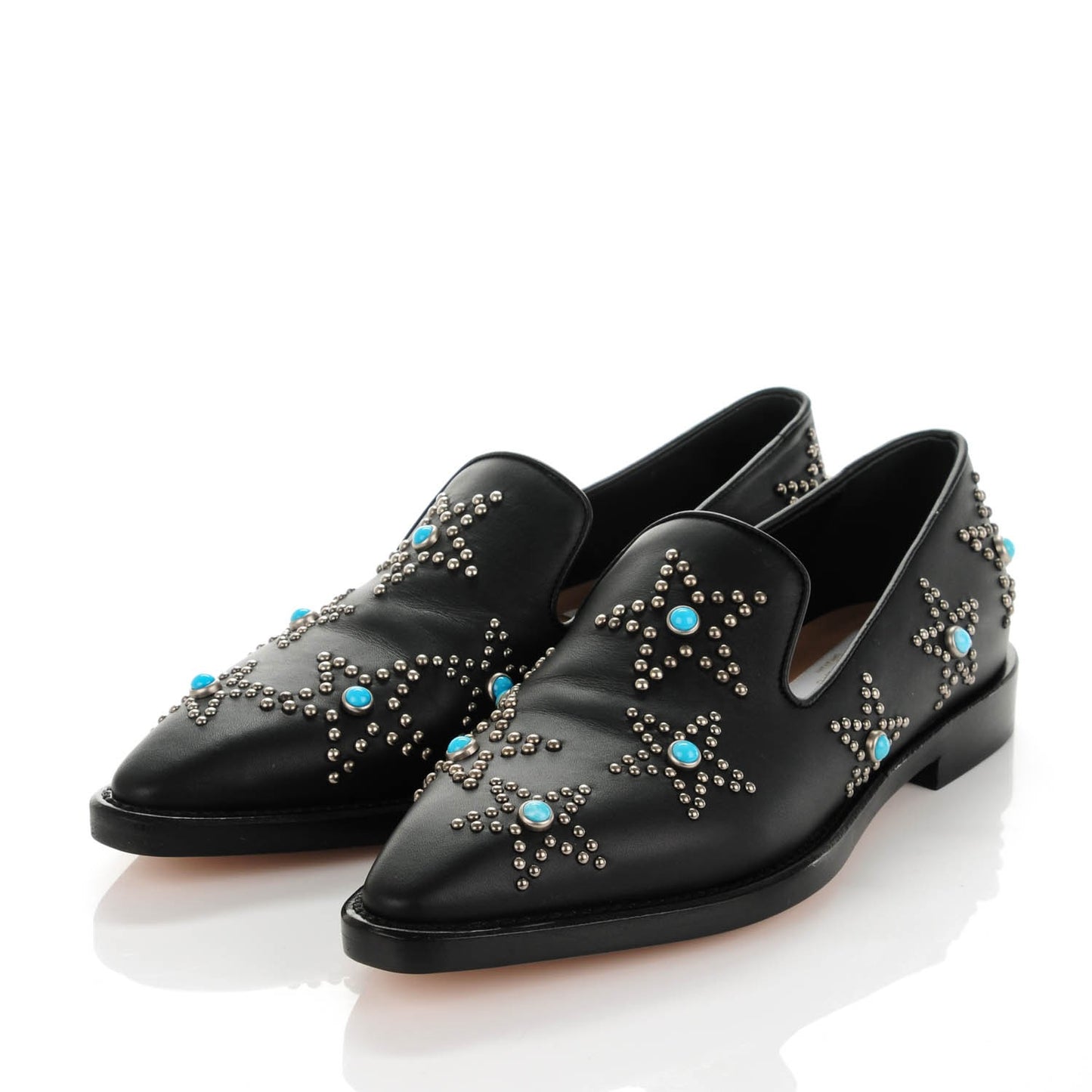 Nappa Star Studded Cabochon Loafers 35 Black