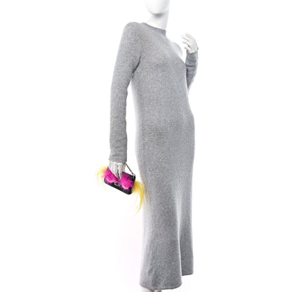 Fendi Nappa Shatoosh Fox Goat Fur Monster Micro Baguette Black Fuchsia Giallo 2 of 10