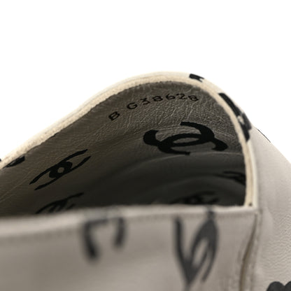 Chanel Lambskin Printed CC Espadrilles 37 White Black 8 of 9