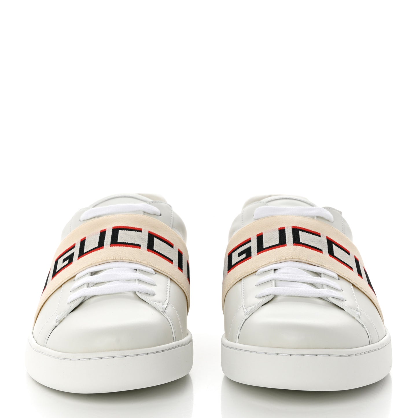 Calfskin Stripe Mens New Ace Sneakers 10 White Ecru Red Flame