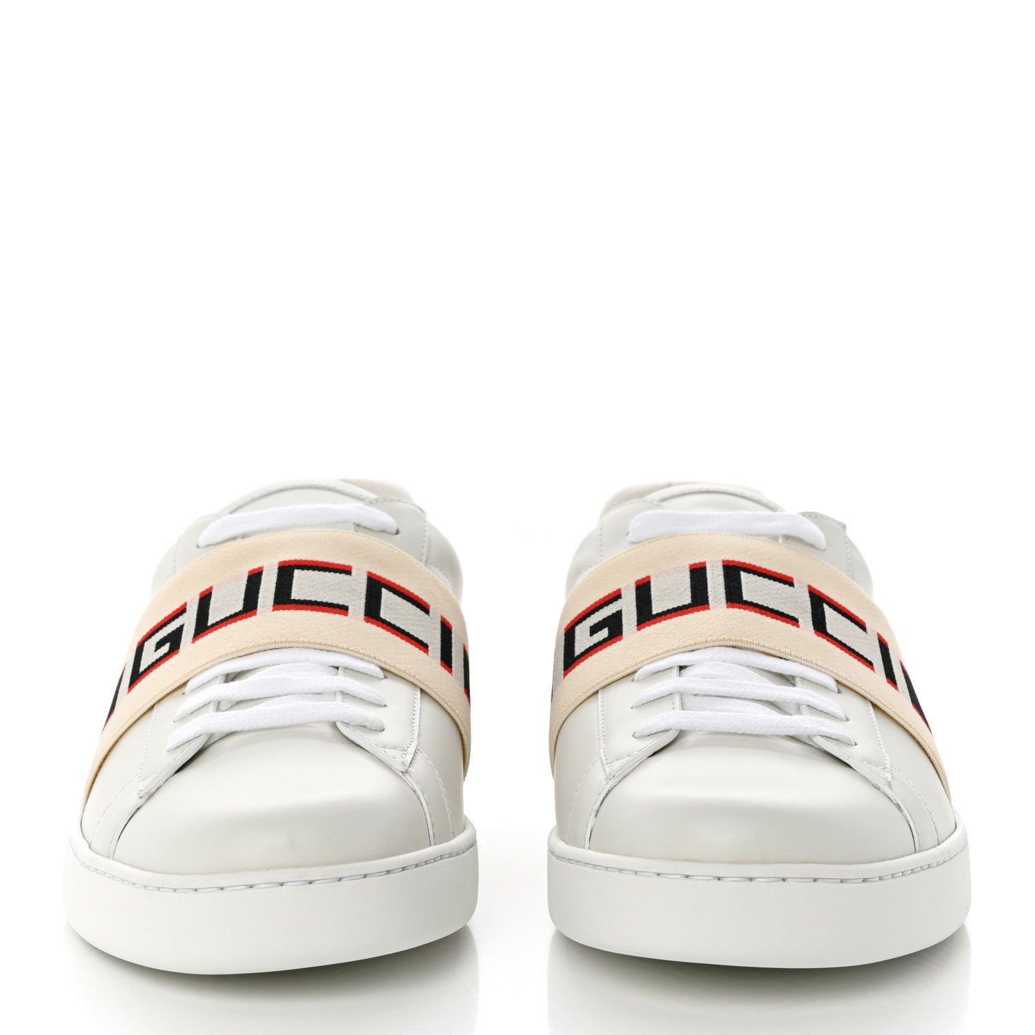 Gucci Calfskin Stripe Mens New Ace Sneakers 10 White Ecru Red Flame 2 of 9