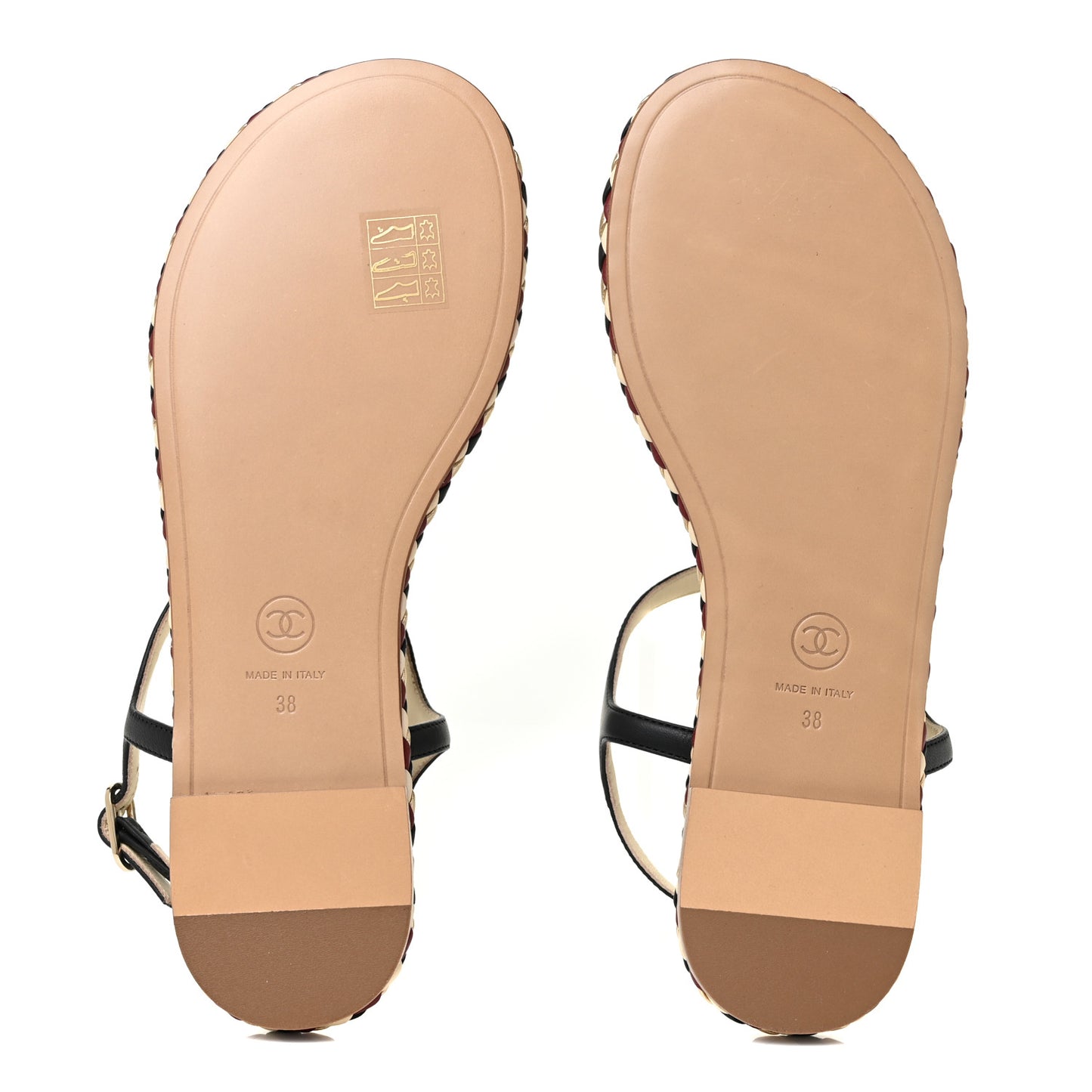 Lambskin Chain Thong Sandals 38 Black