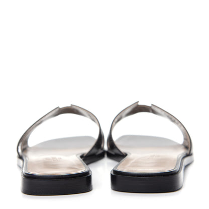 Hermes Box Calfskin Oran Sandals 36.5 Black 7 of 10