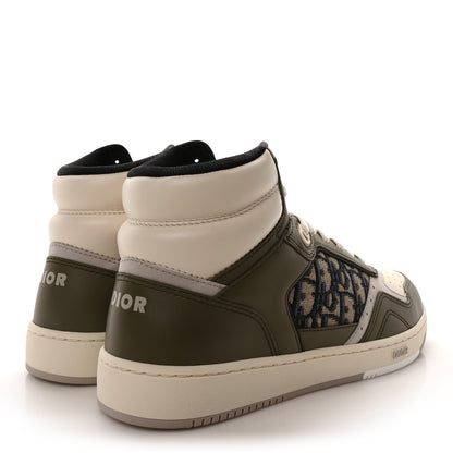 Christian Dior Smooth Calfskin Jacquard Oblique Mens B27 Mid Top Sneakers 43 Green Beige 5 of 9
