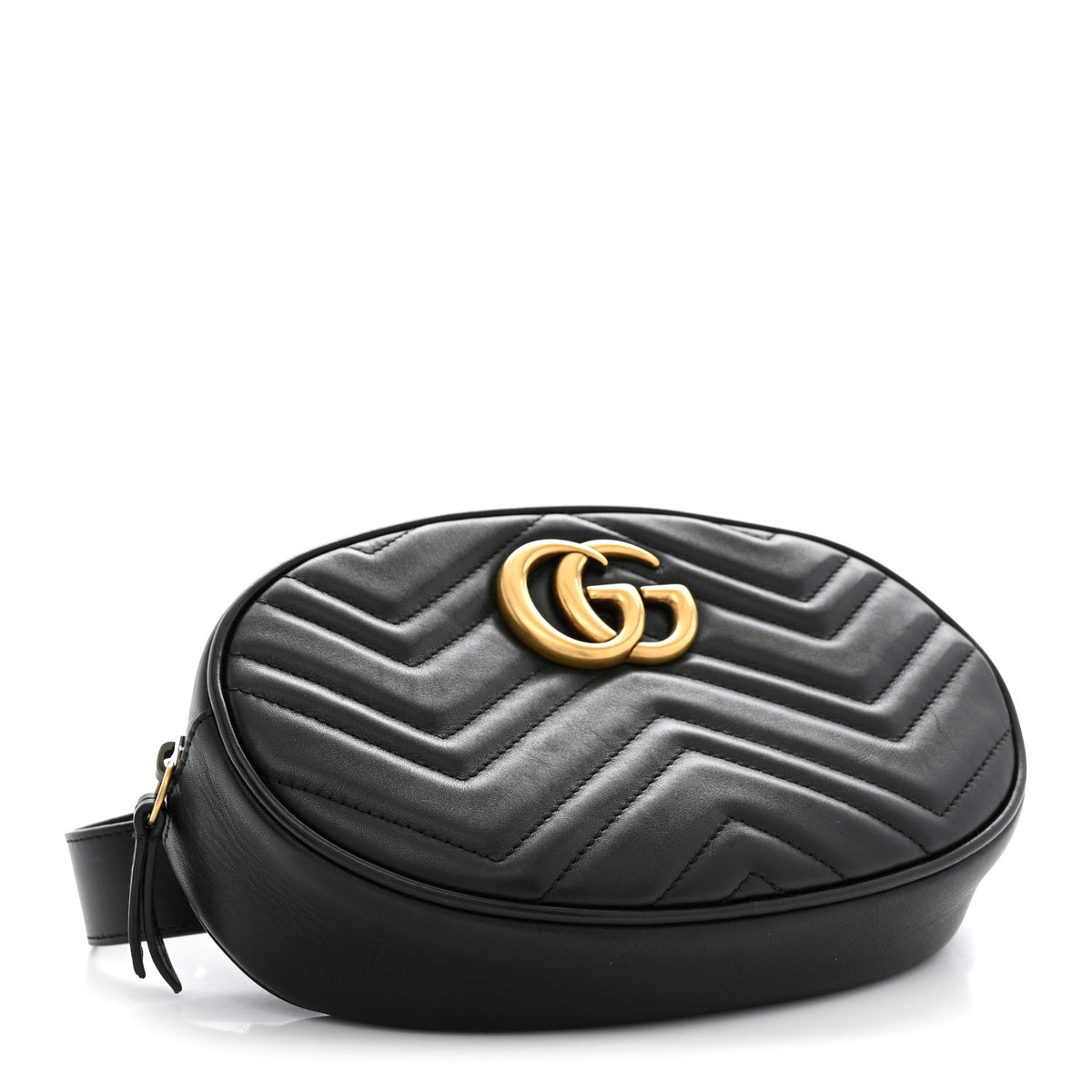 Gucci Calfskin Matelasse GG Marmont Belt Bag 85 34 Black 4 of 13
