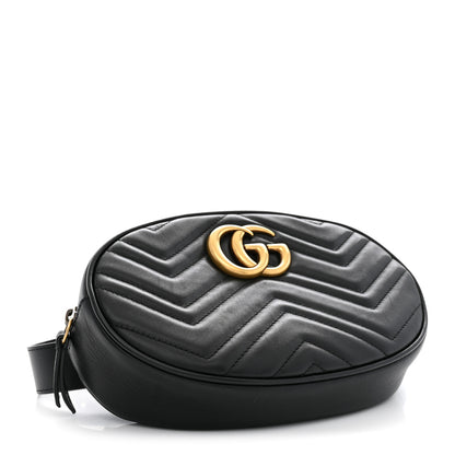 Gucci Calfskin Matelasse GG Marmont Belt Bag 85 34 Black 4 of 13