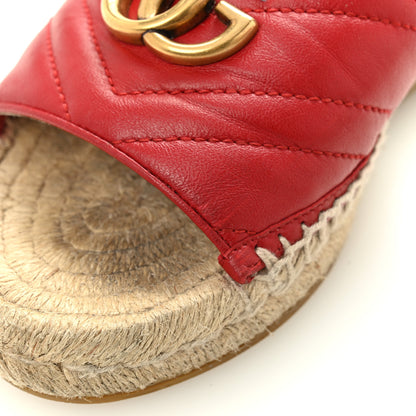 Gucci Nappa Matelasse GG Marmont Espadrille Slide Sandals 35 Hibiscus Red 11 of 12