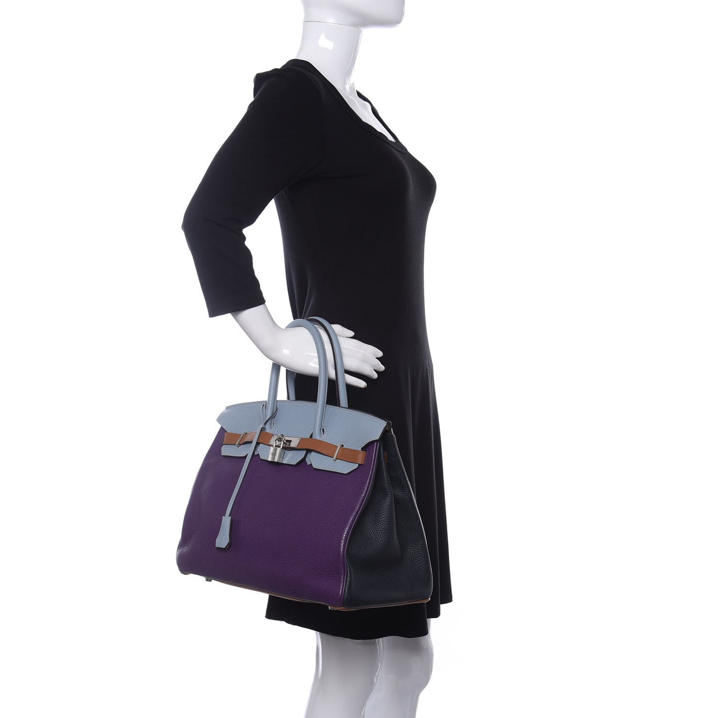Taurillon Clemence Arlequin Birkin 35 Ultraviolet Etain Bleu Lin Bleu Orage Gold