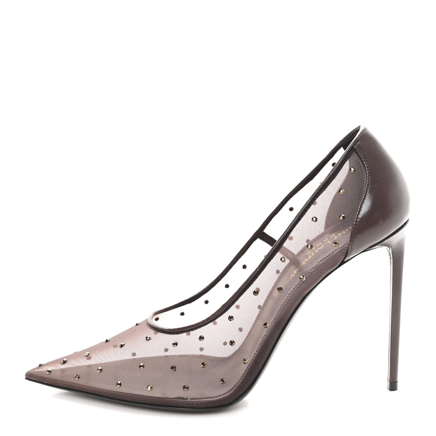Saint Laurent Rhinestone Mesh 105 Anja Pumps 39 Deep Brown 1 of 9
