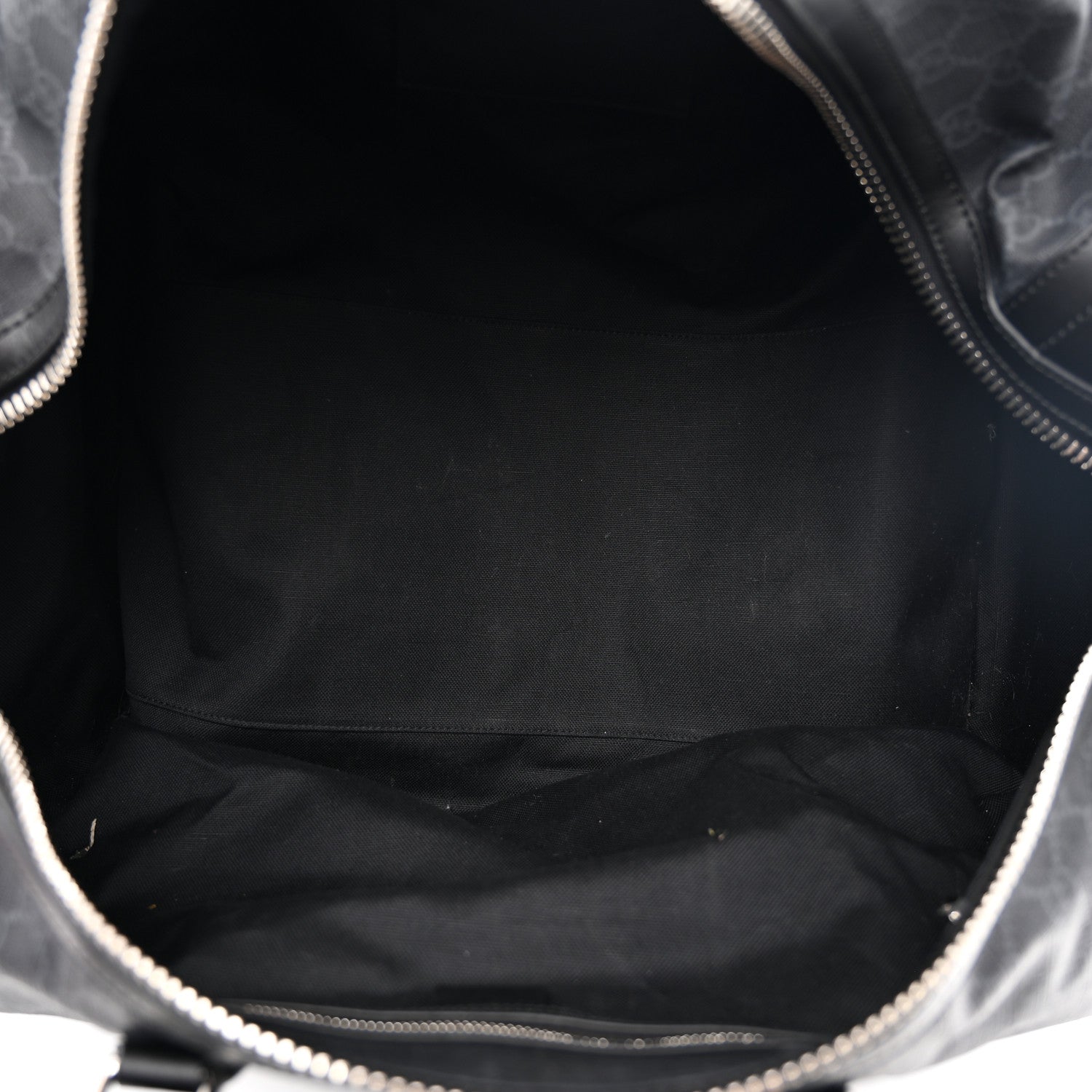 Gucci Soft GG Supreme Monogram Appia Calfskin Web Large Carry On Duffle Bag Black Grey 4 of 10