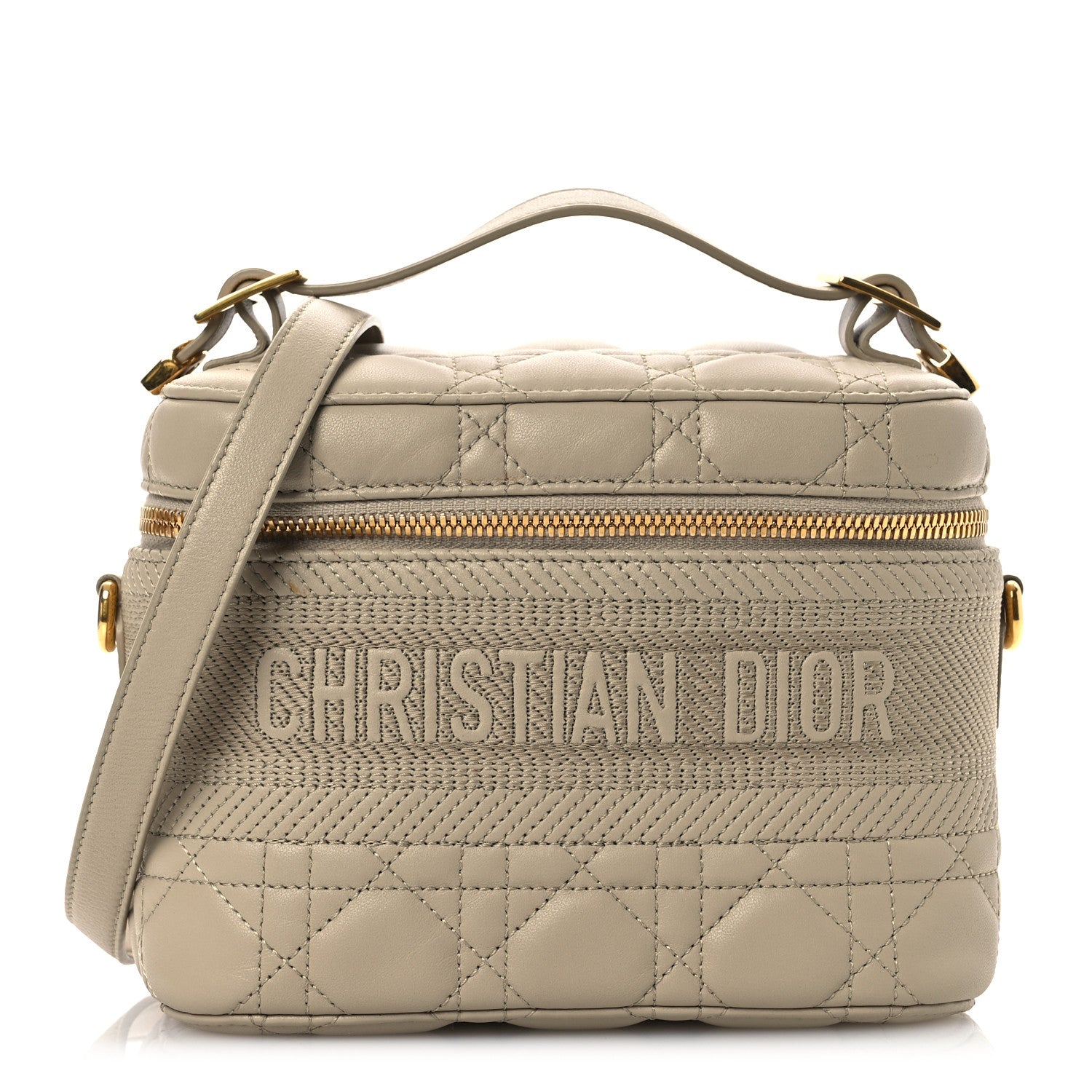 Christian Dior Lambskin Cannage Small Diortravel Vanity Case Light Beige 1 of 13