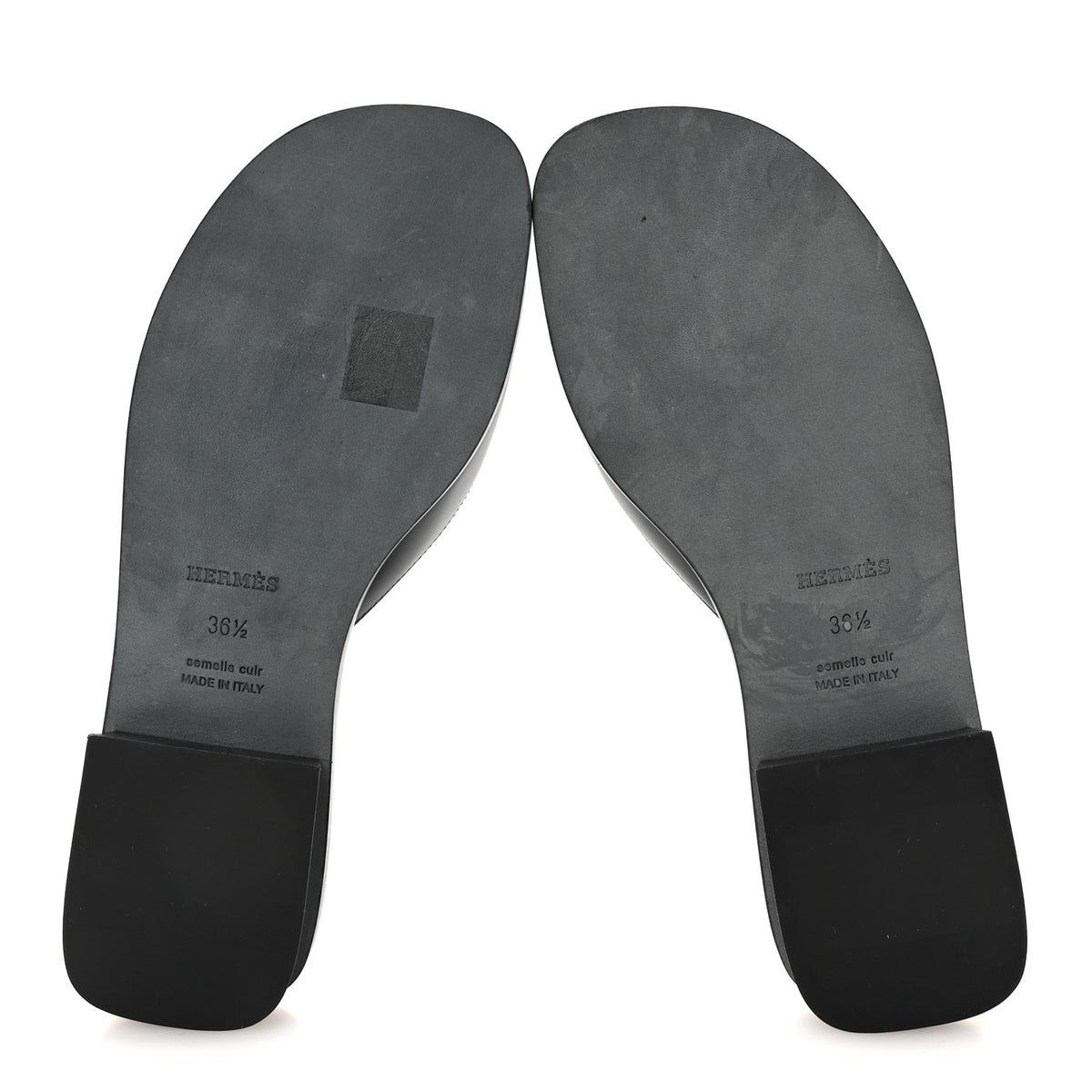Hermes Calfskin Isle Sandals 36.5 Black 6 of 9