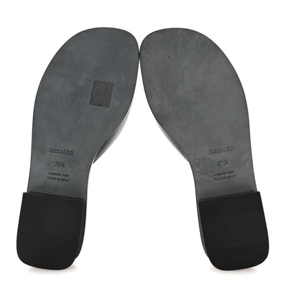 Hermes Calfskin Isle Sandals 36.5 Black 6 of 9
