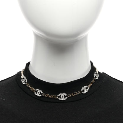 Chanel Crystal Chain CC Link Choker Gold Silver 2 of 5