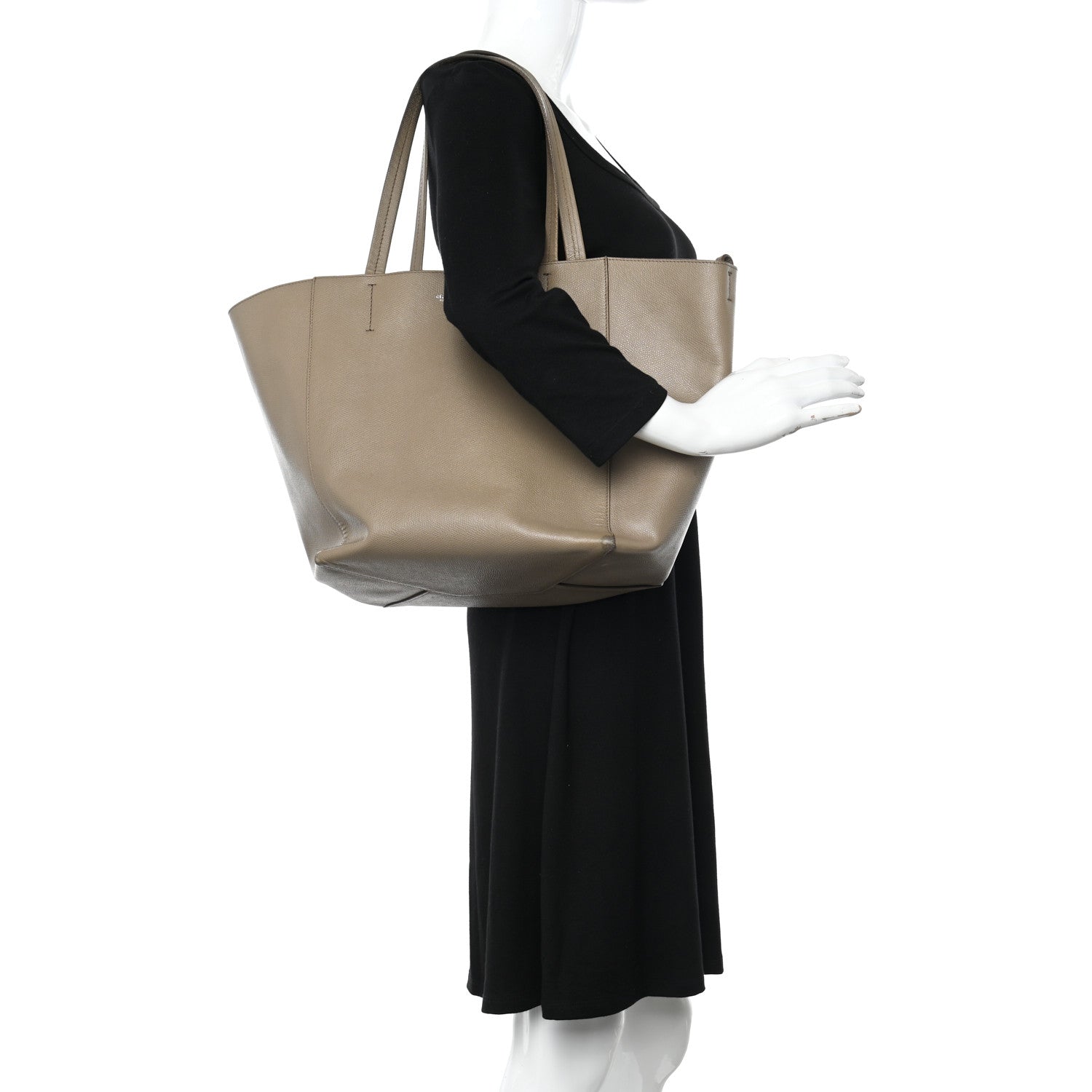 Celine Grained Calfskin Medium Horizontal Cabas Phantom Taupe 2 of 10