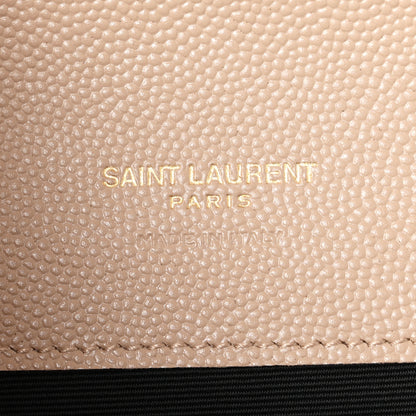 Saint Laurent Grain De Poudre Matelasse Chevron Monogram Envelope Clutch Dark Beige 6 of 7