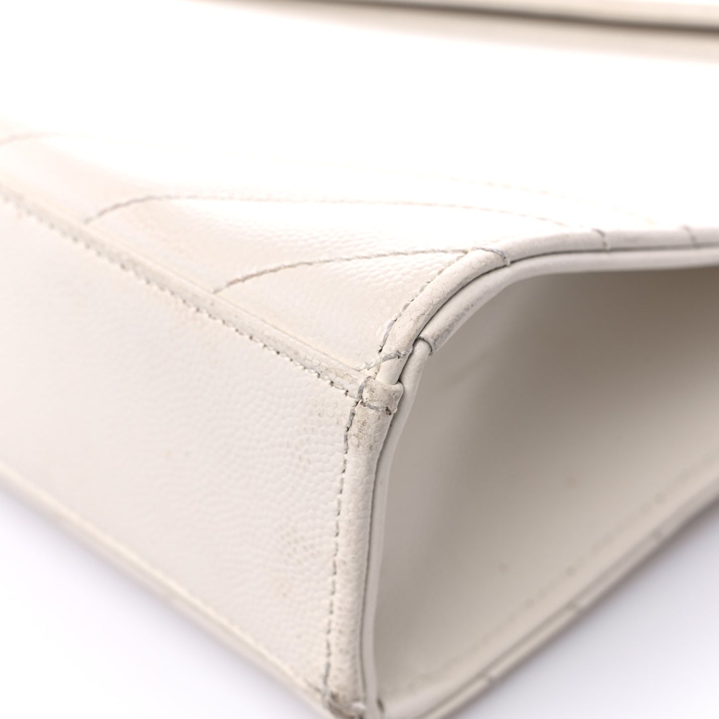 Grain De Poudre Matelasse Chevron Large Monogram Satchel Dove White