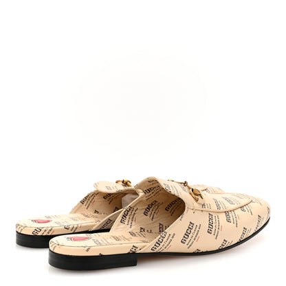Gucci Calfskin Stamp Print Womens Princetown Slippers 40 Soy Black 5 of 9