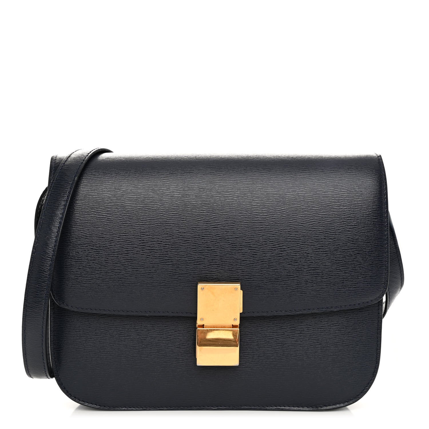 Celine Liege Calfskin Medium Classic Box Flap Bag Dark Blue 1 of 14