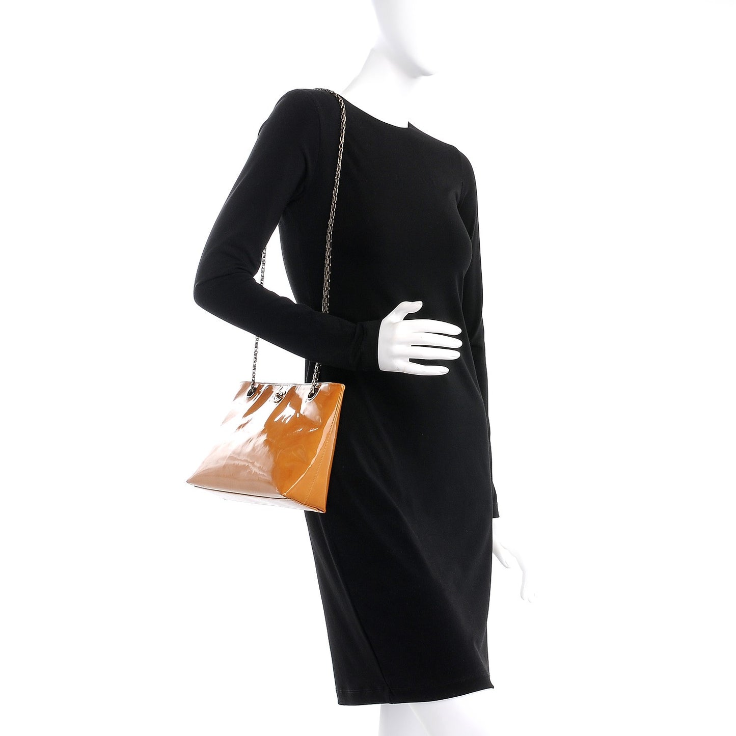 Patent Bijoux Chain Shoulder Bag Yellow