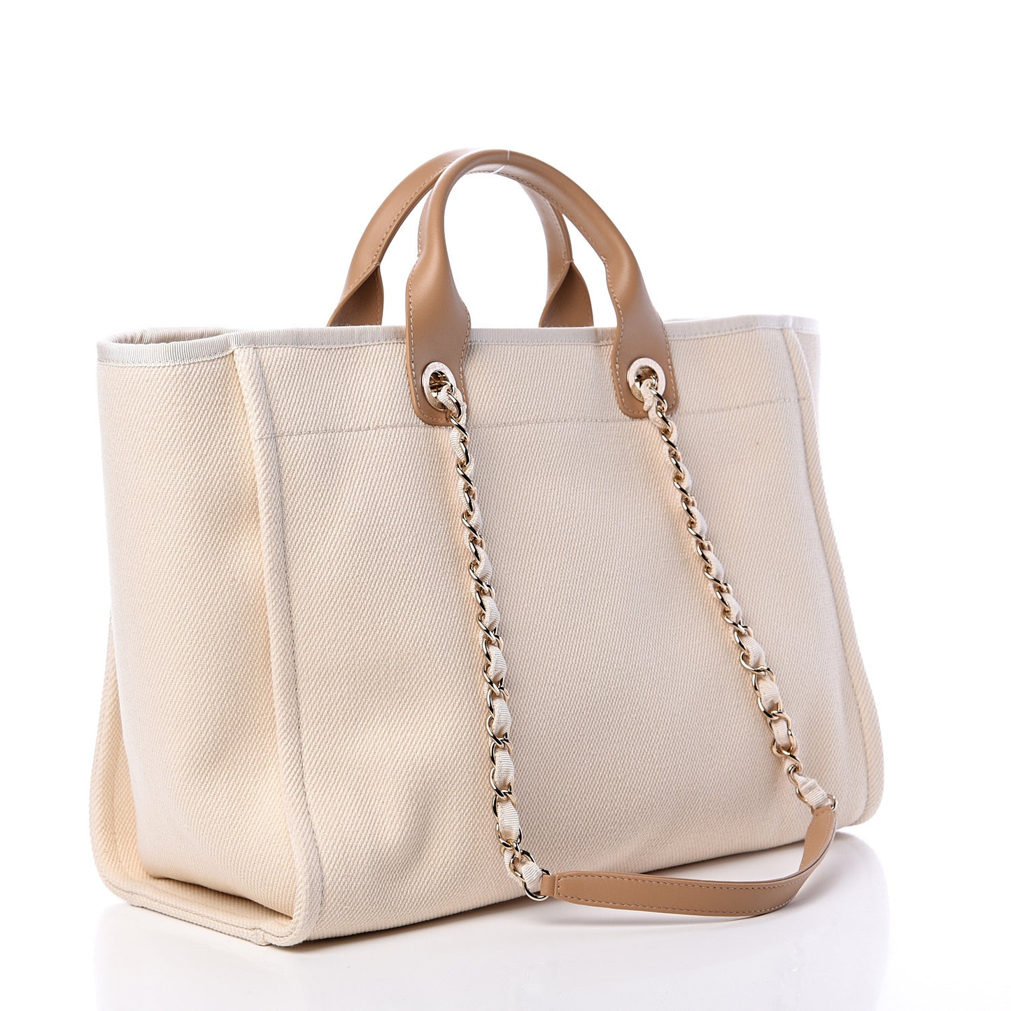 Canvas Pearl Medium Deauville Tote Ecru Beige