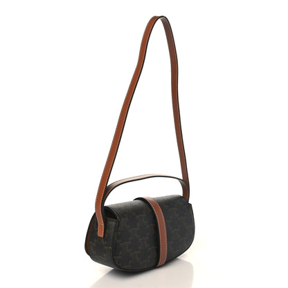 Celine Triomphe Canvas Calfskin Tabou Clutch on Strap Tan 3 of 8